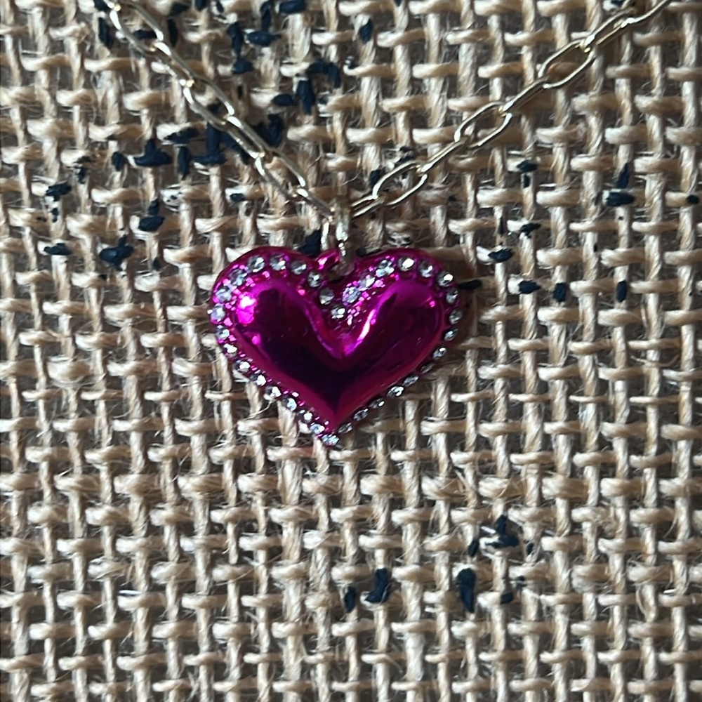 Sugarfix by Baublebar Magenta Heart Necklace w/Rhinestone Accents